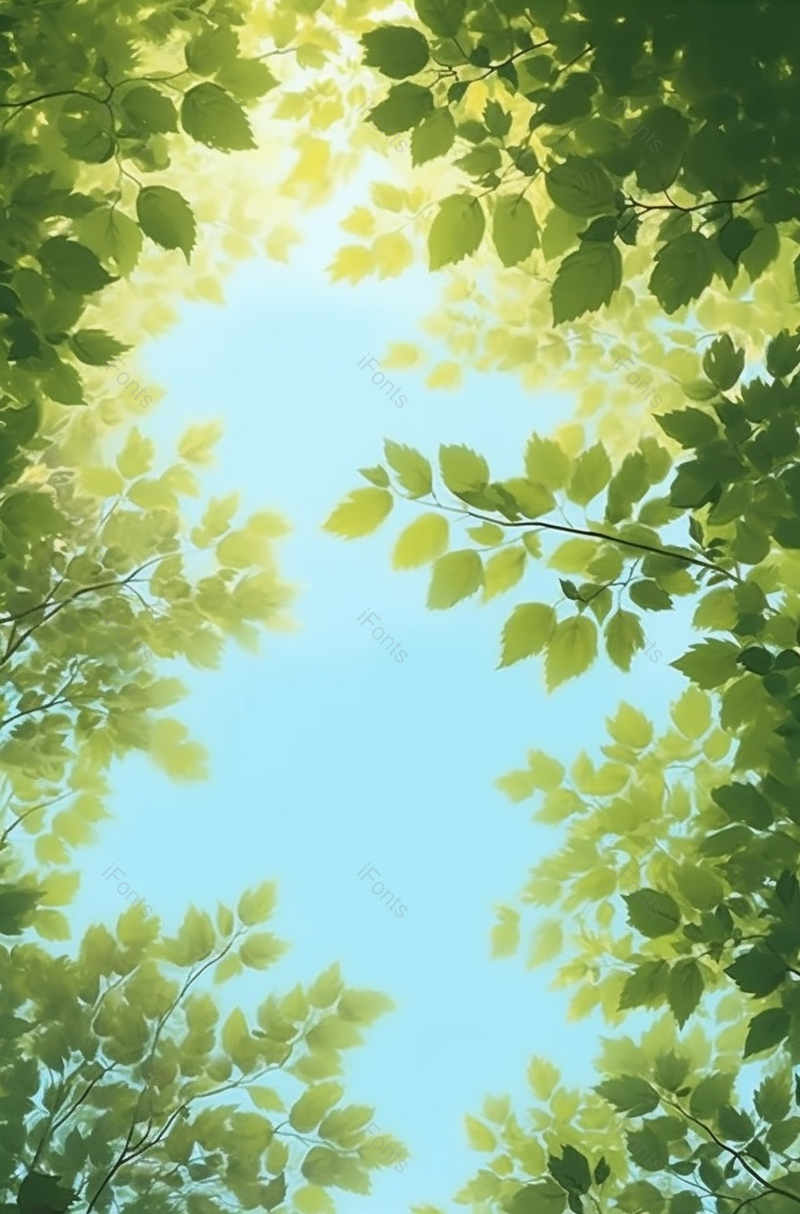 卡通插画大自然树叶植物广告背景,高清,摄影图,摄影图片,图片大全,摄影图免费下载